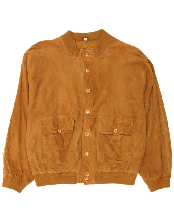 Vintage hombres ante bomber chaqueta IT 58 4XL cuero marrón