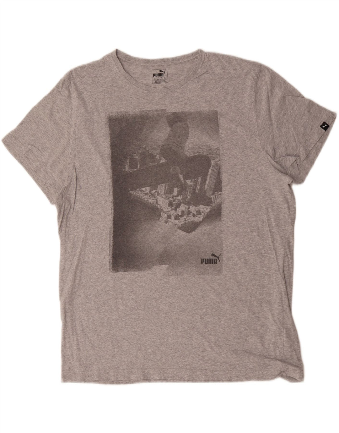Puma Mens Graphic T-Shirt Top 2XL Grey Cotton