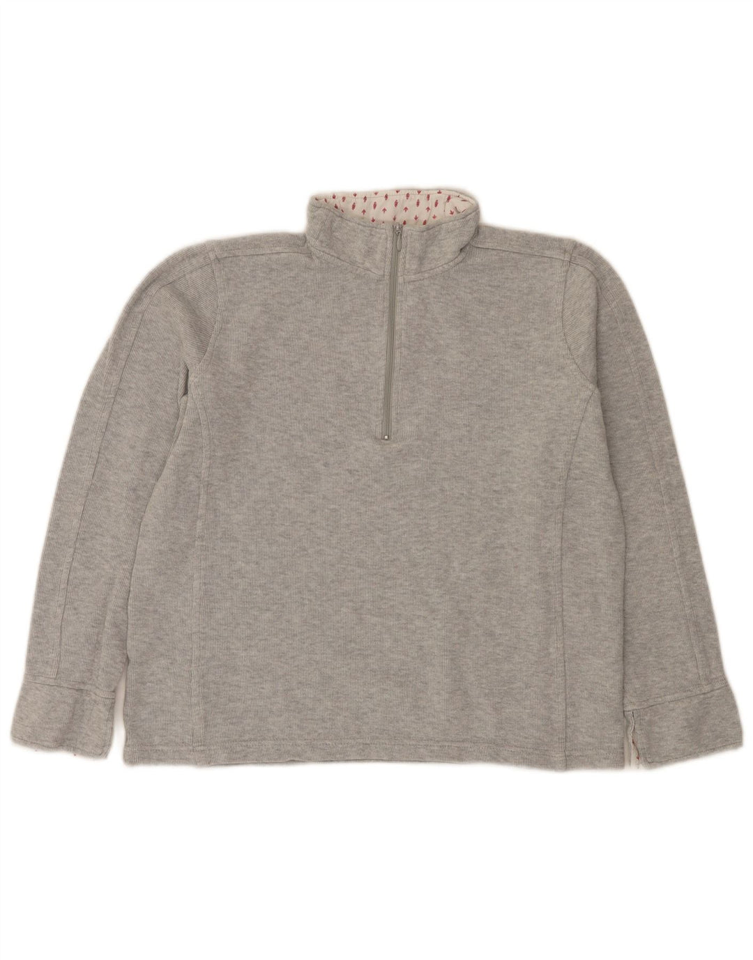 Orvis Womens Zip Neck Sweatshirt Jumper UK 14 Medium Grey Cotton