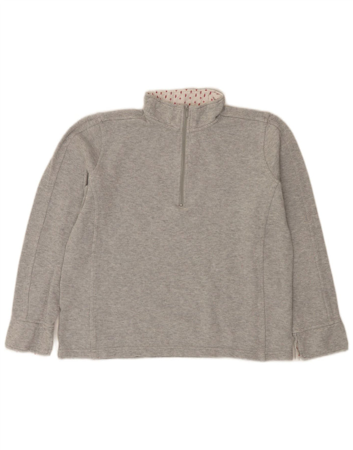 Orvis Womens Zip Neck Sweatshirt Jumper UK 14 Medium Grey Cotton