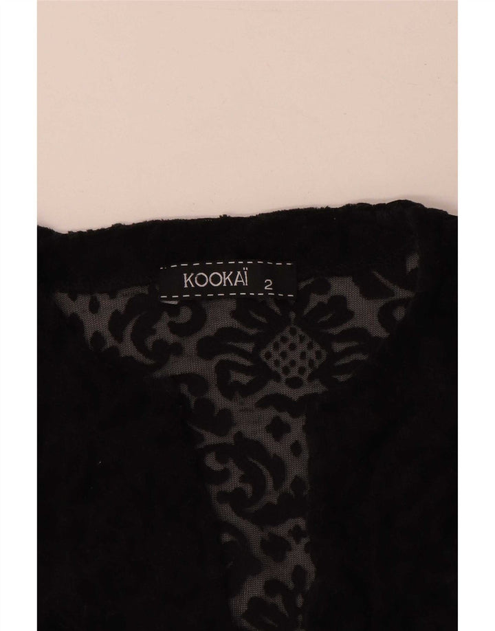 Kookai Womens Oversized See Through Top US 2 XS Black Floral