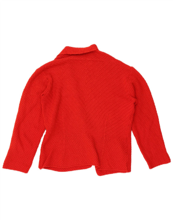 Marks & Spencer Pull cardigan ouvert court pour femme UK 10 Petite laine rouge