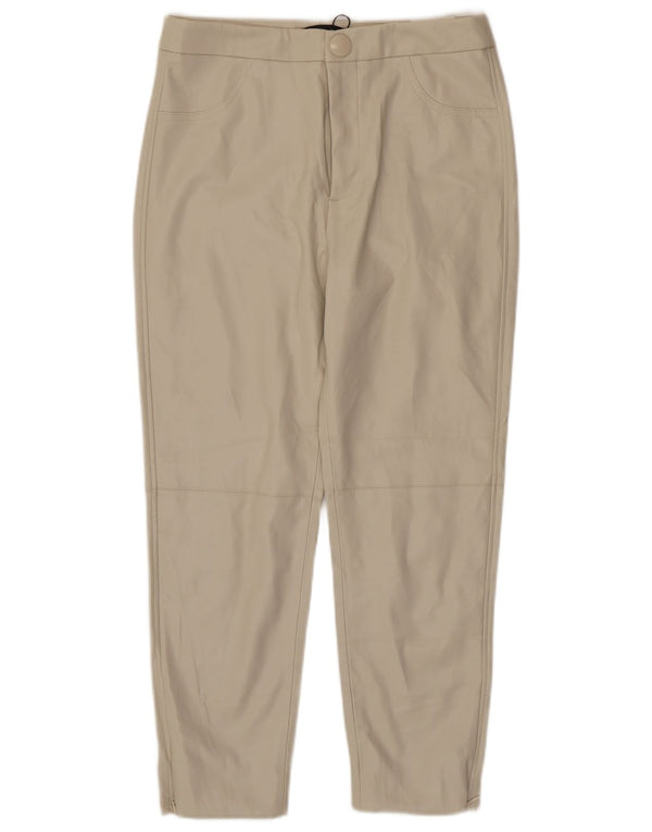 Zara Womens High Waist Faux Leather Leggings Large W30 L24 Beige