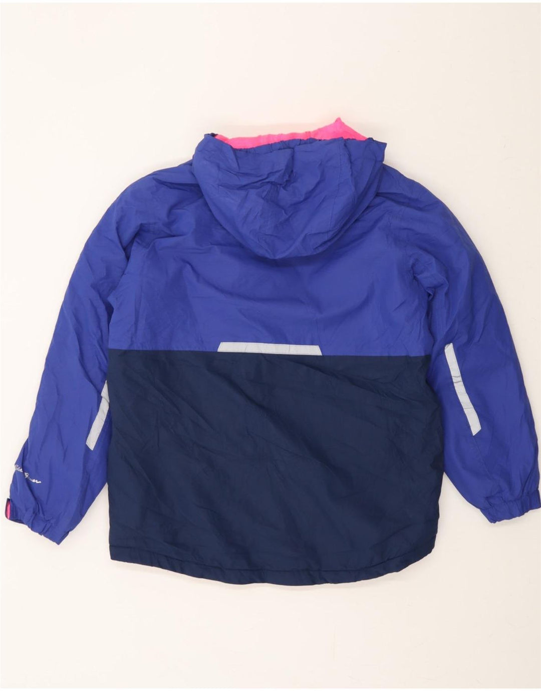 EDDIE BAUER Girls Windbreaker Jacket 10-11 Years Medium Blue Colourblock Vintage Eddie Bauer and Second-Hand Eddie Bauer from Messina Hembry 