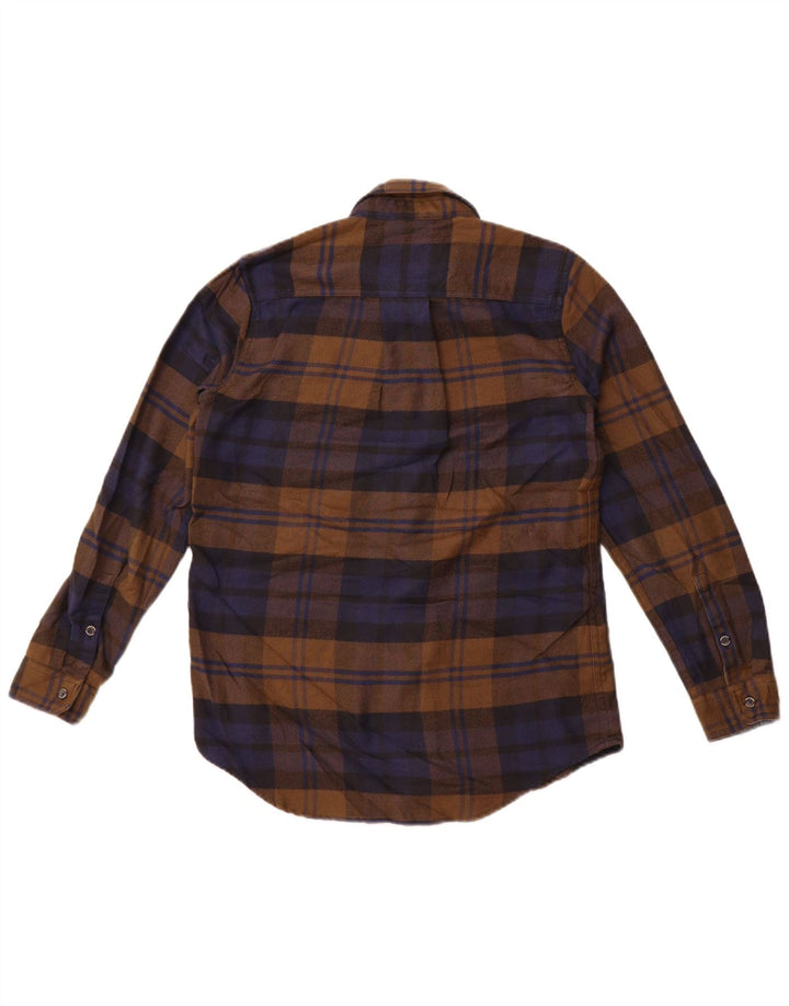 Eddie Bauer Womens Oversized Flannel Shirt UK 6 XS Brown Check Polyester