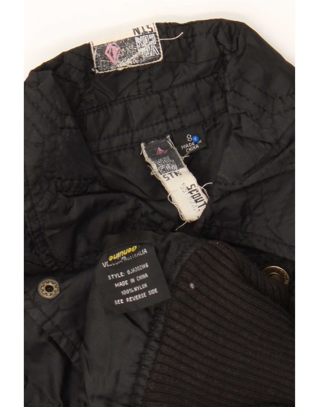 Chaqueta bomber Volcom para mujer UK 8 Small Nylon geométrico negro