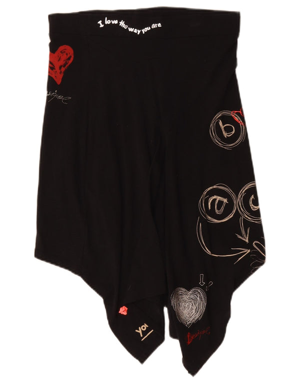 Desigual Womens Graphic Asymmetrical Rock Small W27 Schwarze Baumwolle