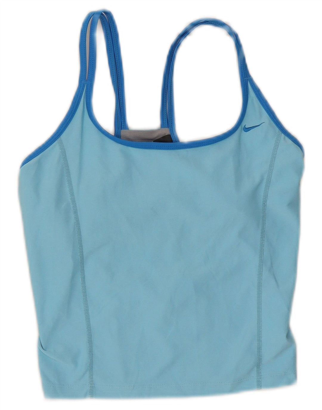 Nike Womens Dri Fit Crop Vest Top US 4/6 Small Blue Colourblock Polyester
