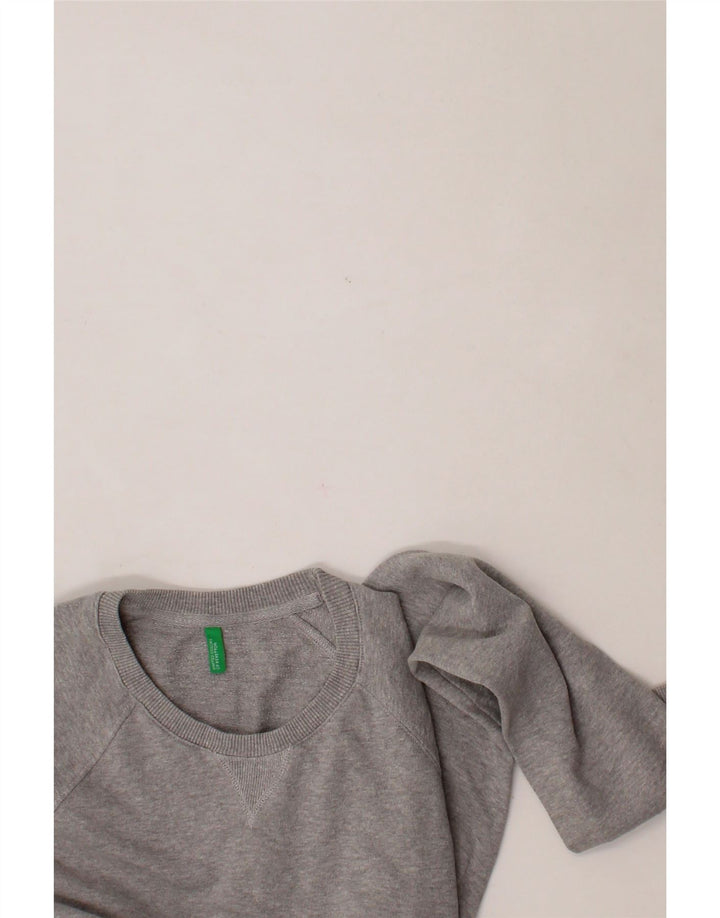 BENETTON Womens Sweatshirt Jumper UK 14 Medium Grey Cotton Vintage Benetton and Second-Hand Benetton from Messina Hembry 