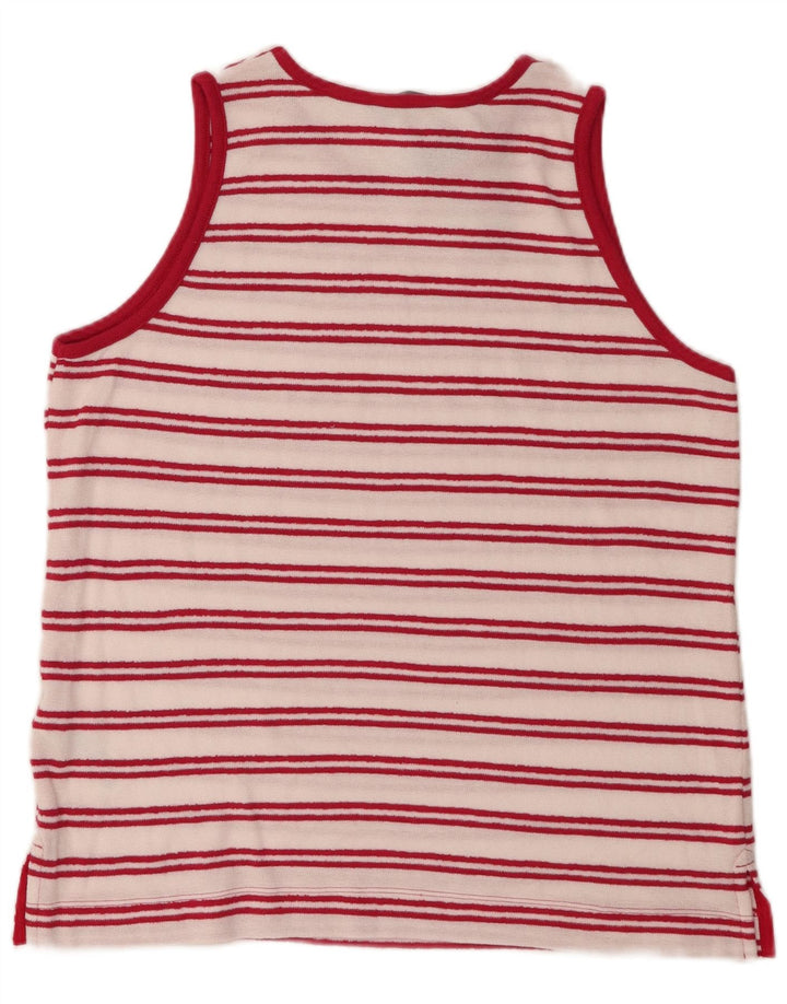 Marks & Spencer Womens Vest Top UK 14 Large White Striped Cotton