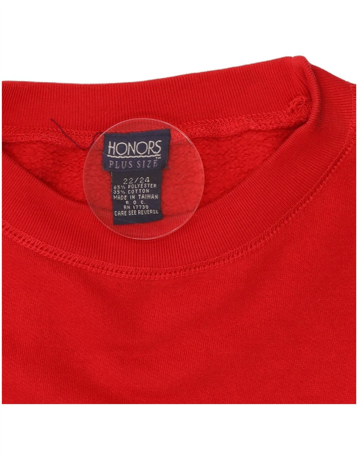 Honors Womens Graphic Oversized Sweatshirt Jumper UK 22/24 2XL Red