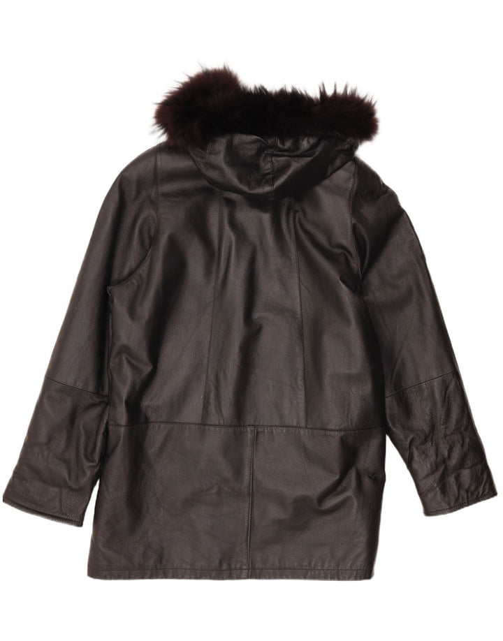 Cappotto oversize in pelle con cappuccio da donna Privilegi IT 50 XL in pelle nera