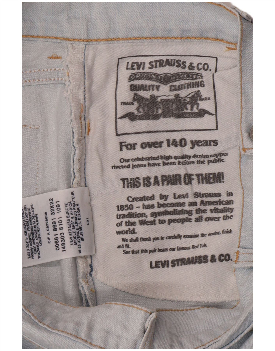 Levi's Damen-Jeansrock, W32, groß, aus blauer Baumwolle