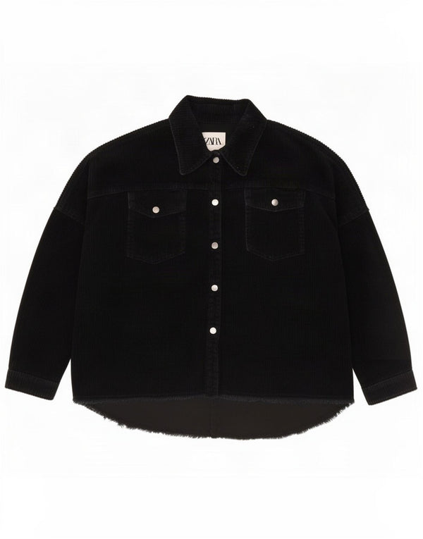 Camisa feminina de veludo cotelê Zara UK 6 XS algodão preto