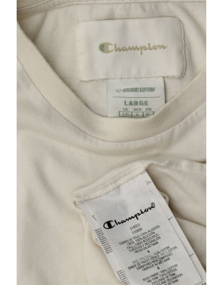 CHAMPION Mens Graphic T-Shirt Top Large White Cotton
