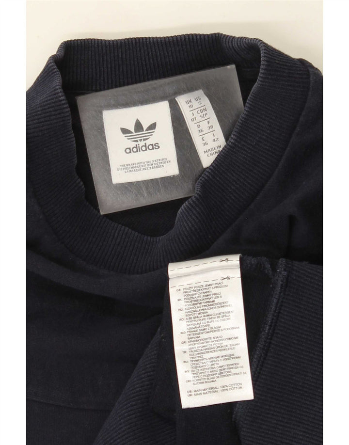 Adidas Womens Oversized Sweatshirt Jumper UK 10 Small Navy Blue Cotton