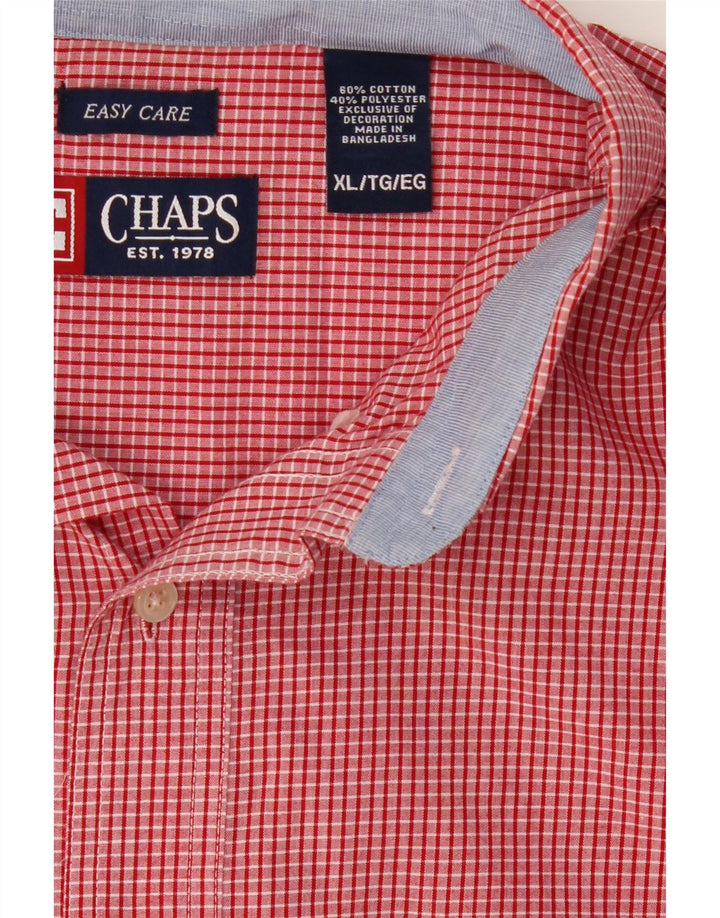 CHAPS Mens Big & Tall Short Sleeve Shirt XL Red Check Cotton Vintage Chaps and Second-Hand Chaps from Messina Hembry 