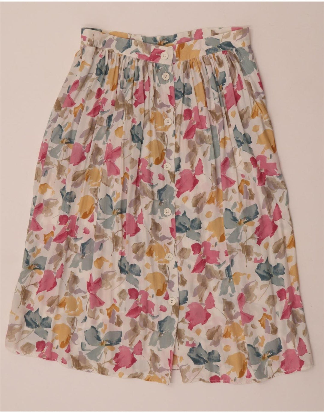 jupe évasée femme vintage IT 44 Medium W31 Viscose florale multicolore