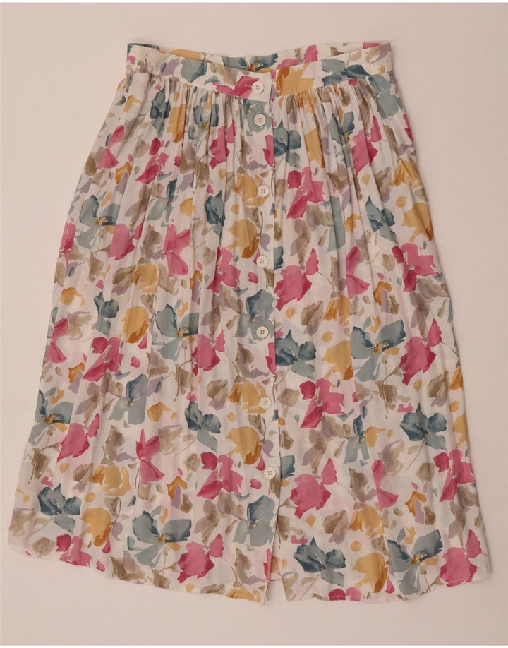 jupe évasée femme vintage IT 44 Medium W31 Viscose florale multicolore