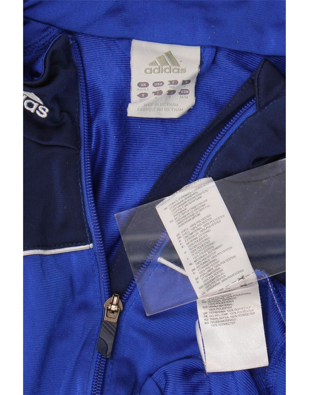 ADIDAS Mens Tracksuit Top Jacket UK 40/42 Medium Blue Colourblock Vintage Adidas and Second-Hand Adidas from Messina Hembry 