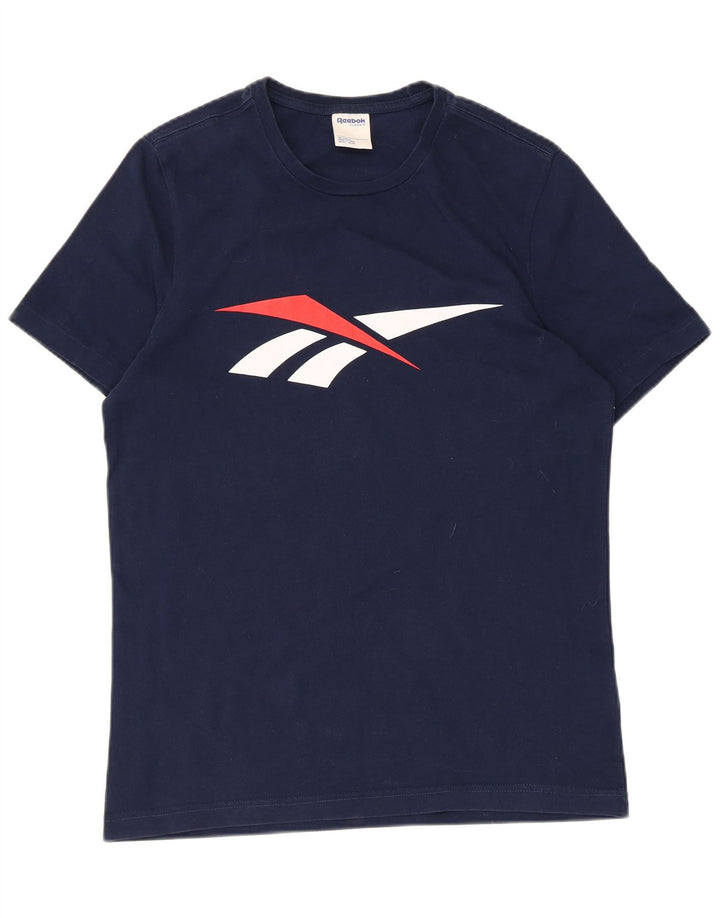 T-shirt grafica da uomo Reebok Top in cotone blu navy medio