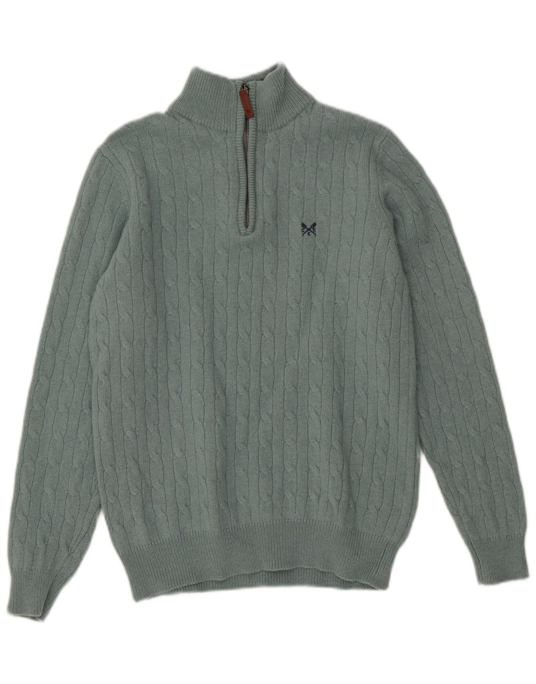 Crew Clothing Mens Zip Neck Jumper Sweater Small Green Wool