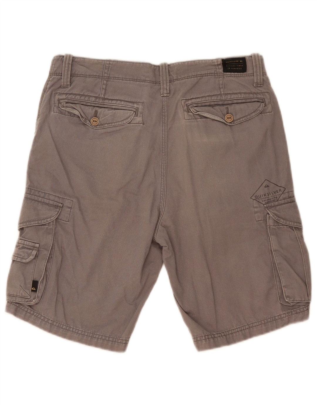 Quiksilver Mens Straight Fit Cargo Shorts W30 Medium Grey Cotton