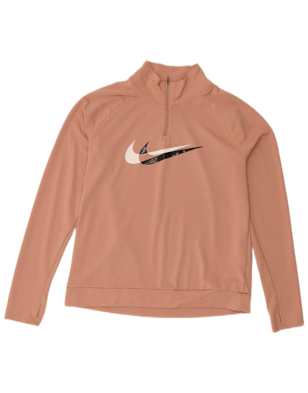 Женский спортивный костюм-пуловер с графическим рисунком Nike Dri Fit UK 14, средний розовый