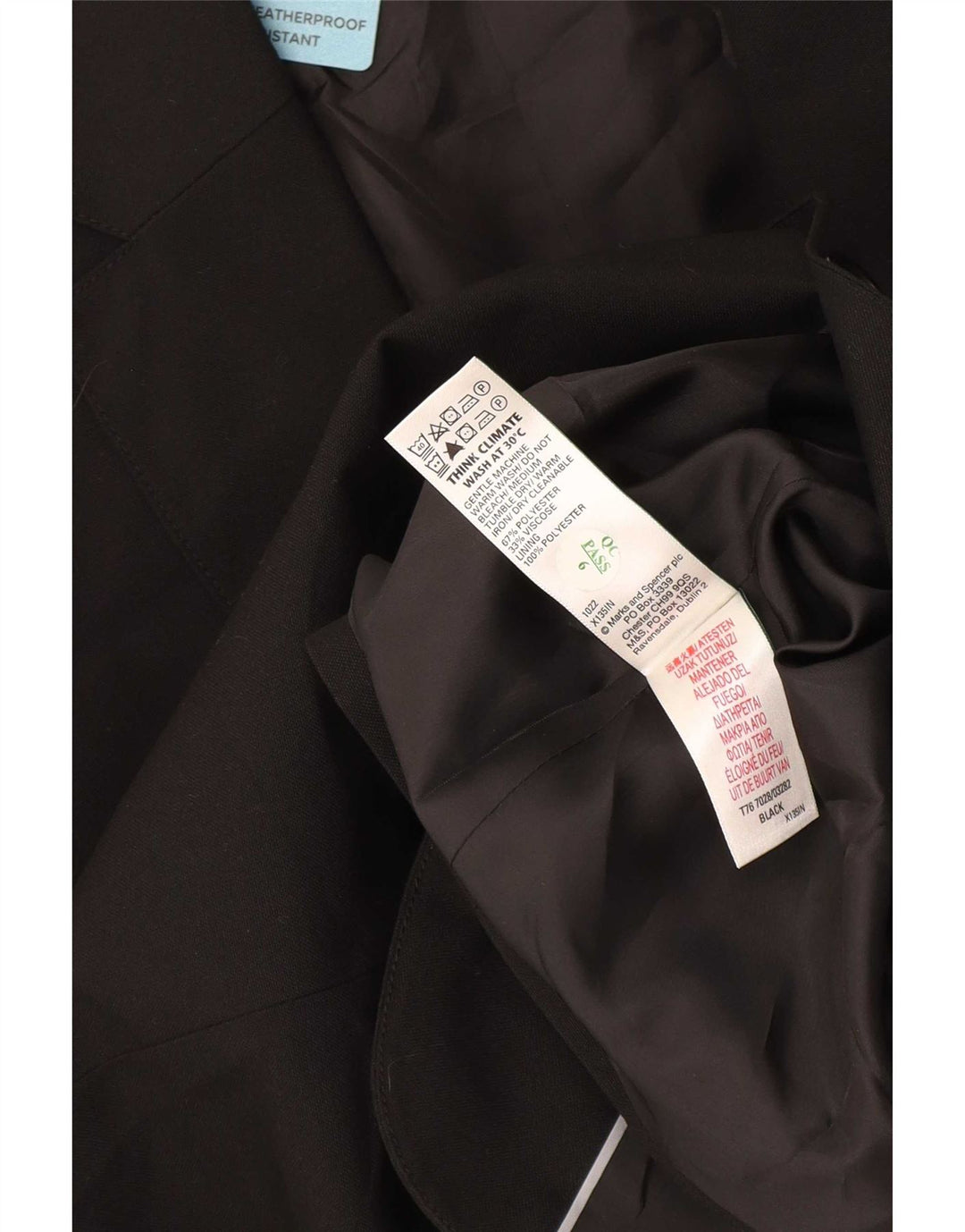Jaqueta blazer de ajuste regular de 2 botões para meninos Marks & Spencer 15-16 anos preta
