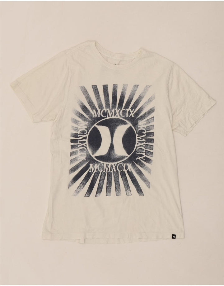 HURLEY Mens Graphic T-Shirt Top Medium White Cotton Vintage Hurley and Second-Hand Hurley from Messina Hembry 