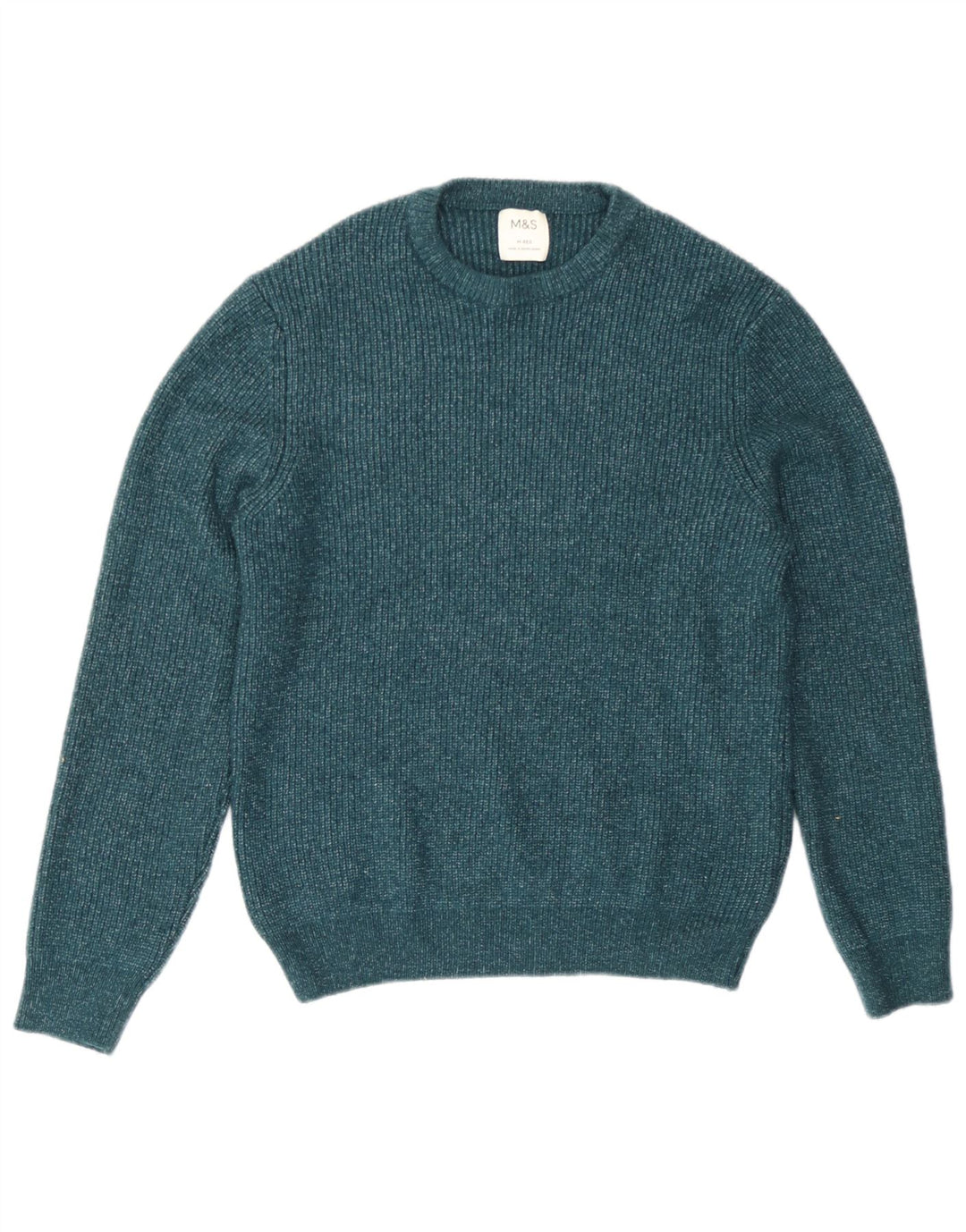 Marks & Spencer Womens Crew Neck Jumper Sweater UK 14 Medium Green Flecked
