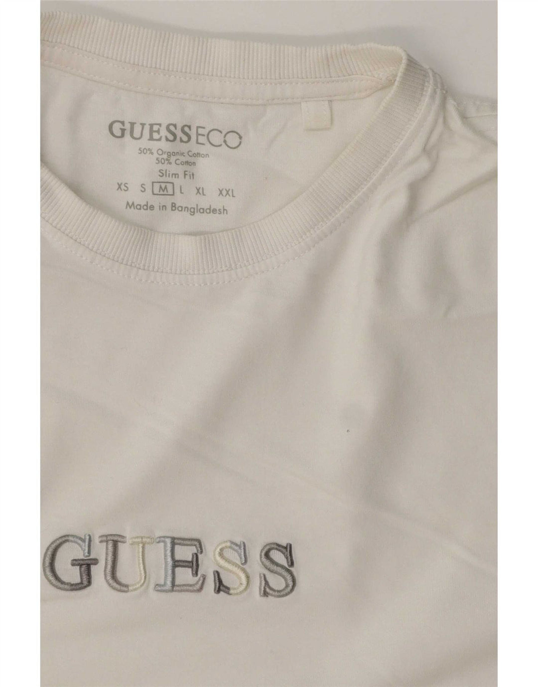 Guess Mens Slim Fit Graphic T-Shirt Top Medium White Cotton