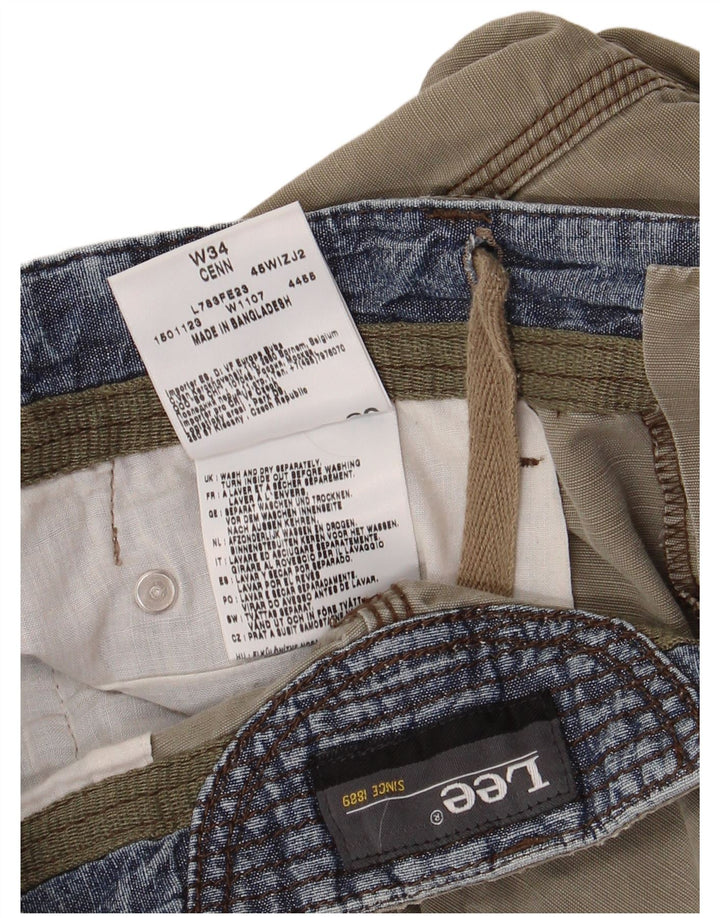 Lee Womens Cenn Cargo Shorts W34 Large Khaki Cotton