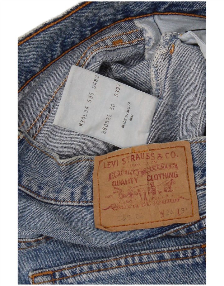 Levi's Mens 595 Straight Jeans W34 L28 Blue Cotton