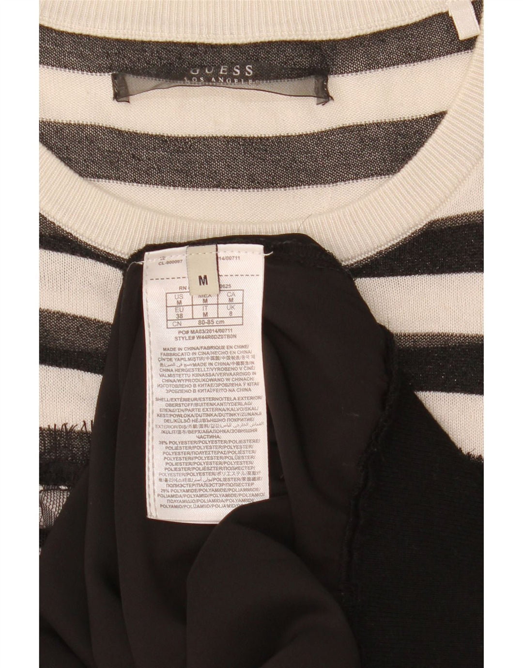 Guess Womens Boat Neck Jumper Sweater UK 8 Small Black Striped Polyester