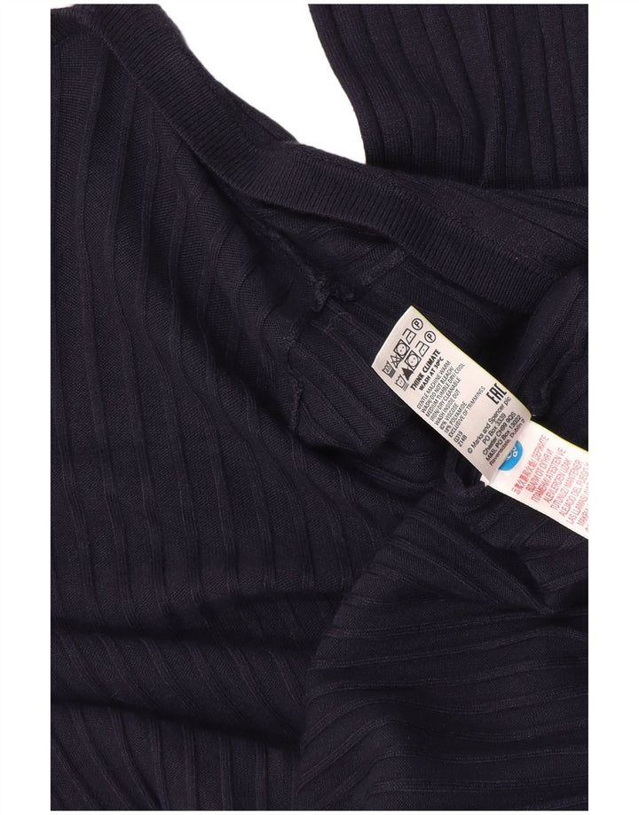 Marks & Spencer Womens Longline Cardigan Sweater UK 12 Medium Navy Blue