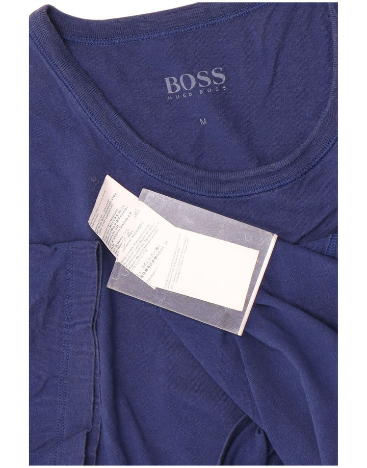 HUGO BOSS Mens T-Shirt Top Medium Navy Blue Cotton