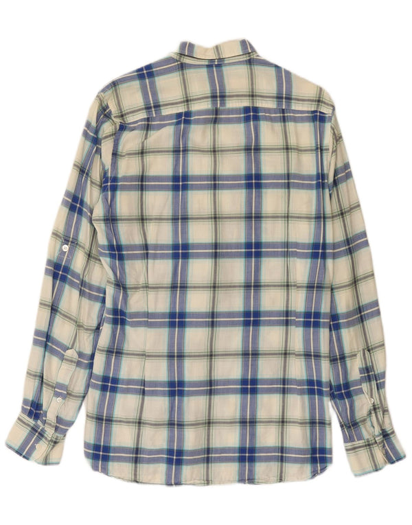 Ted Baker Mens Flannel Shirt Size 2 Small Blue Plaid Cotton