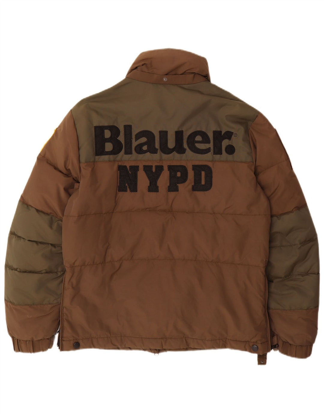 Blauer Herre grafisk polstret jakke UK 38 Medium Brown Colourblock Nylon