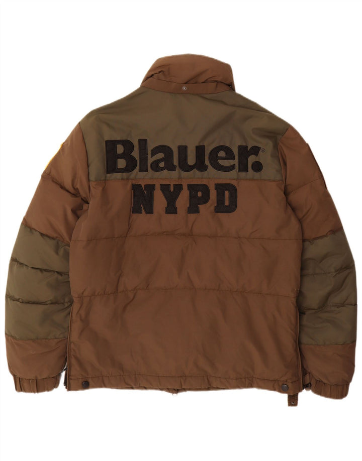 Blauer Herre grafisk polstret jakke UK 38 Medium Brown Colourblock Nylon