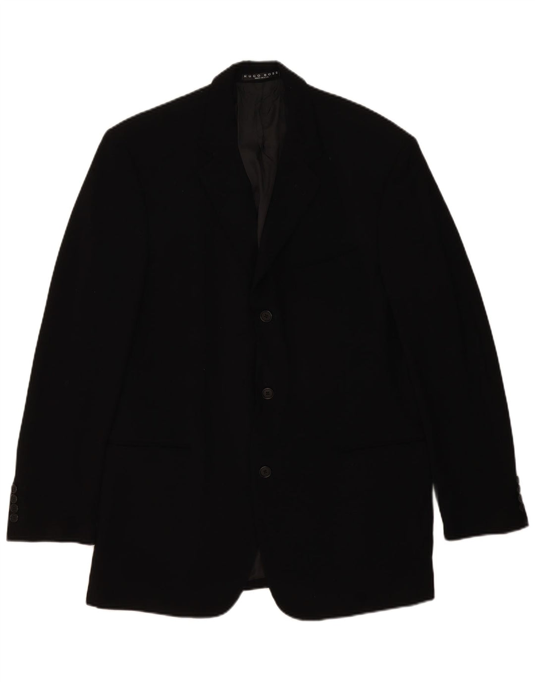 Hugo Boss Mens 3 Button Blazer Jacket EU 54 2XL Black Wool