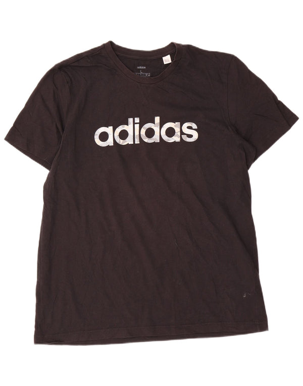 T-shirt grafica da uomo Adidas Top grande in cotone nero