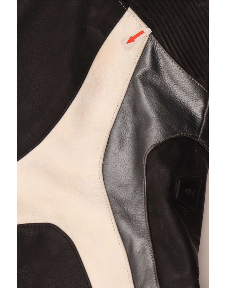 Giudici Mens Graphic Racing Jacket UK 36 Small Black Colourblock Leather