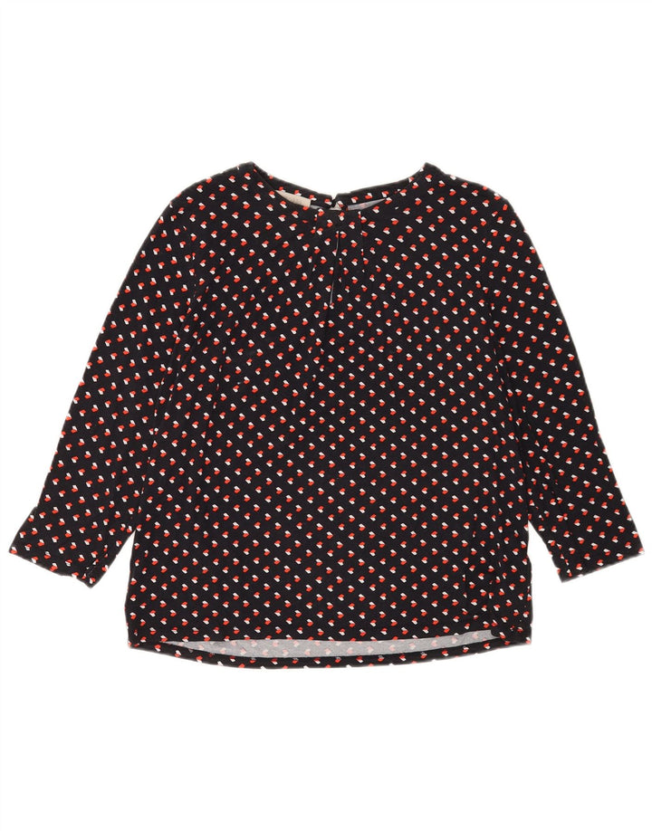 Hobbs Womens 3/4 Sleeve Blouse Top UK 14 Medium Black Geometric Viscose