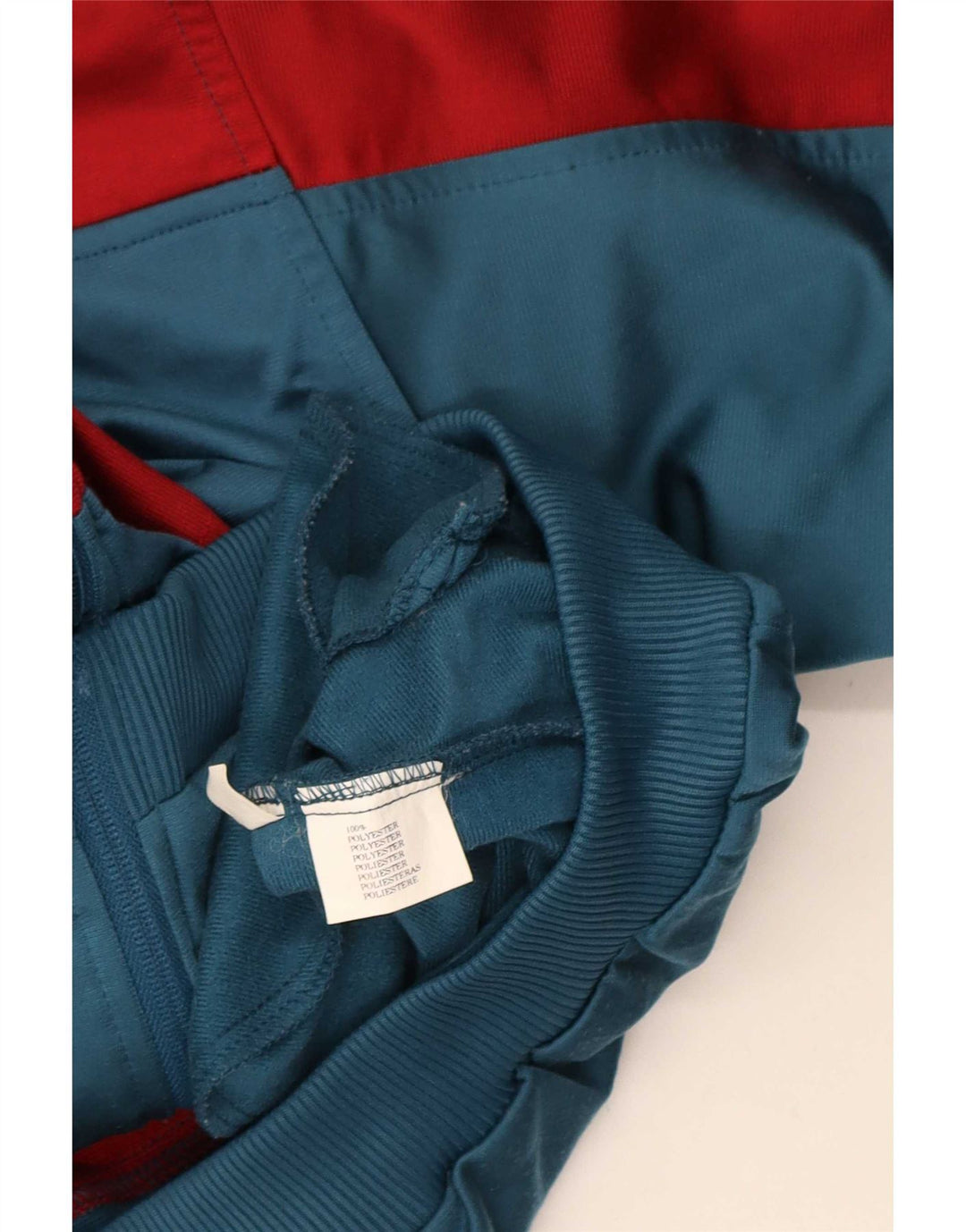 Vintage Mens Tracksuit Top Jacket Medium Blue Colourblock Polyester