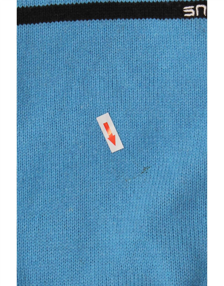 TCM Mens Zip Neck Jumper Sweater Large Blue Colourblock Acrylic