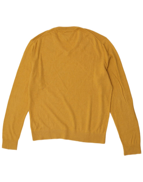 Maglione maglione con scollo a V da uomo Tommy Hilfiger XL in cotone giallo
