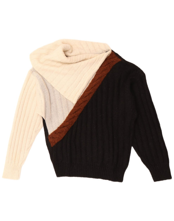 Igi & Igi Dame Shawl Neck Jumper Sweater UK 14 Medium Black Colourblock