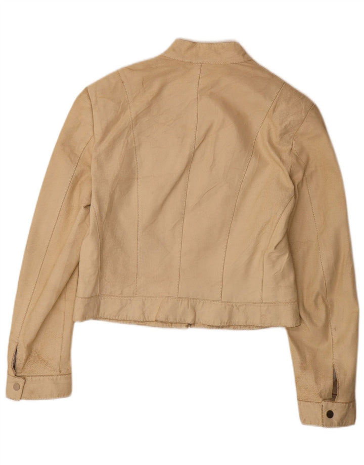 Donna Pelle Veste en cuir courte pour femme IT 44 Beige moyen