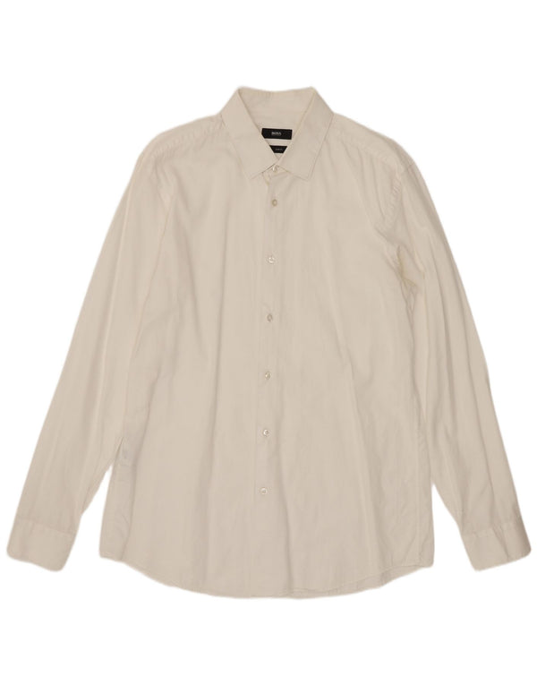 Camicia slim fit da uomo Hugo Boss taglia 42 16 1/2 grande cotone bianco